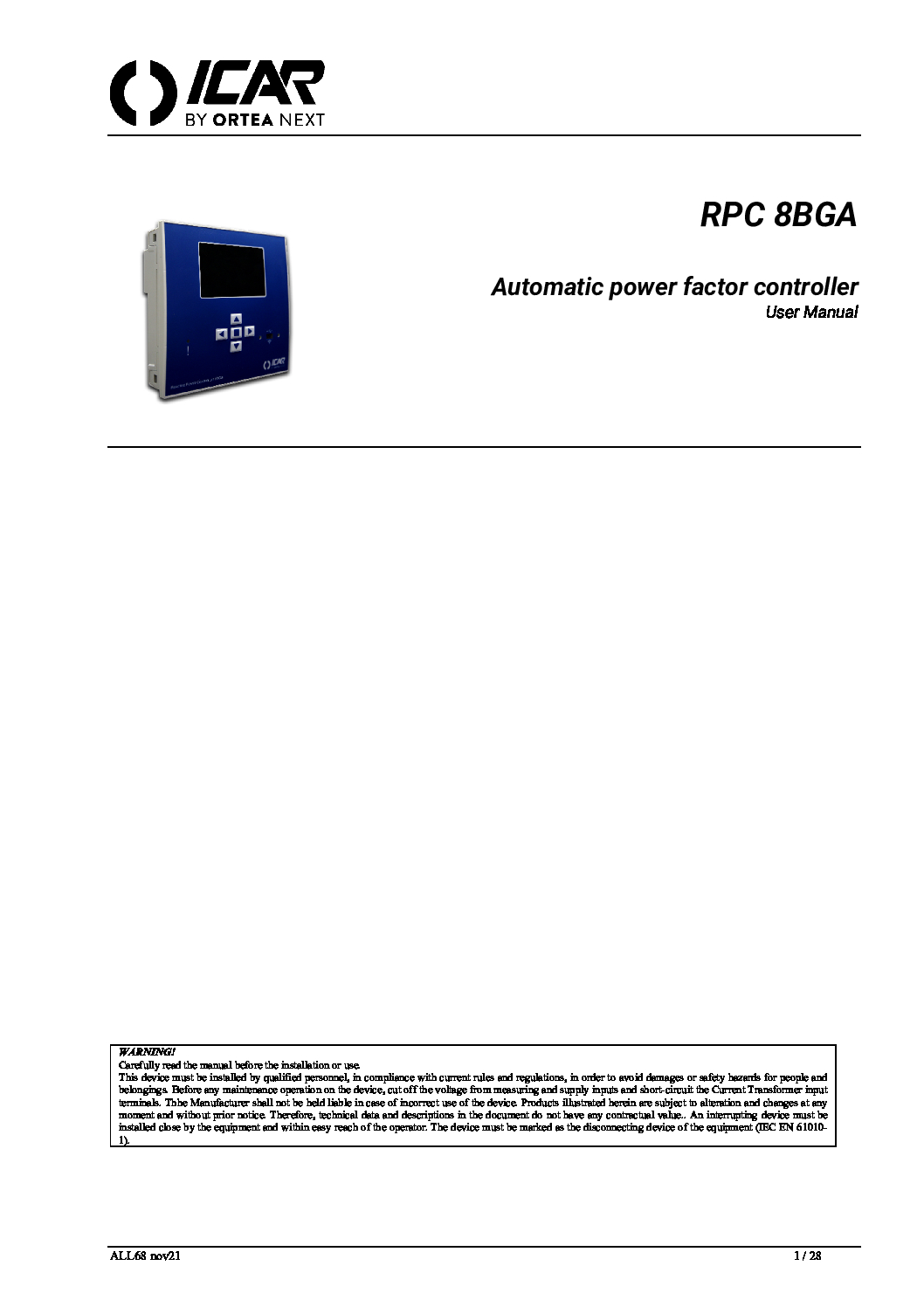 User manual RPC8BGA