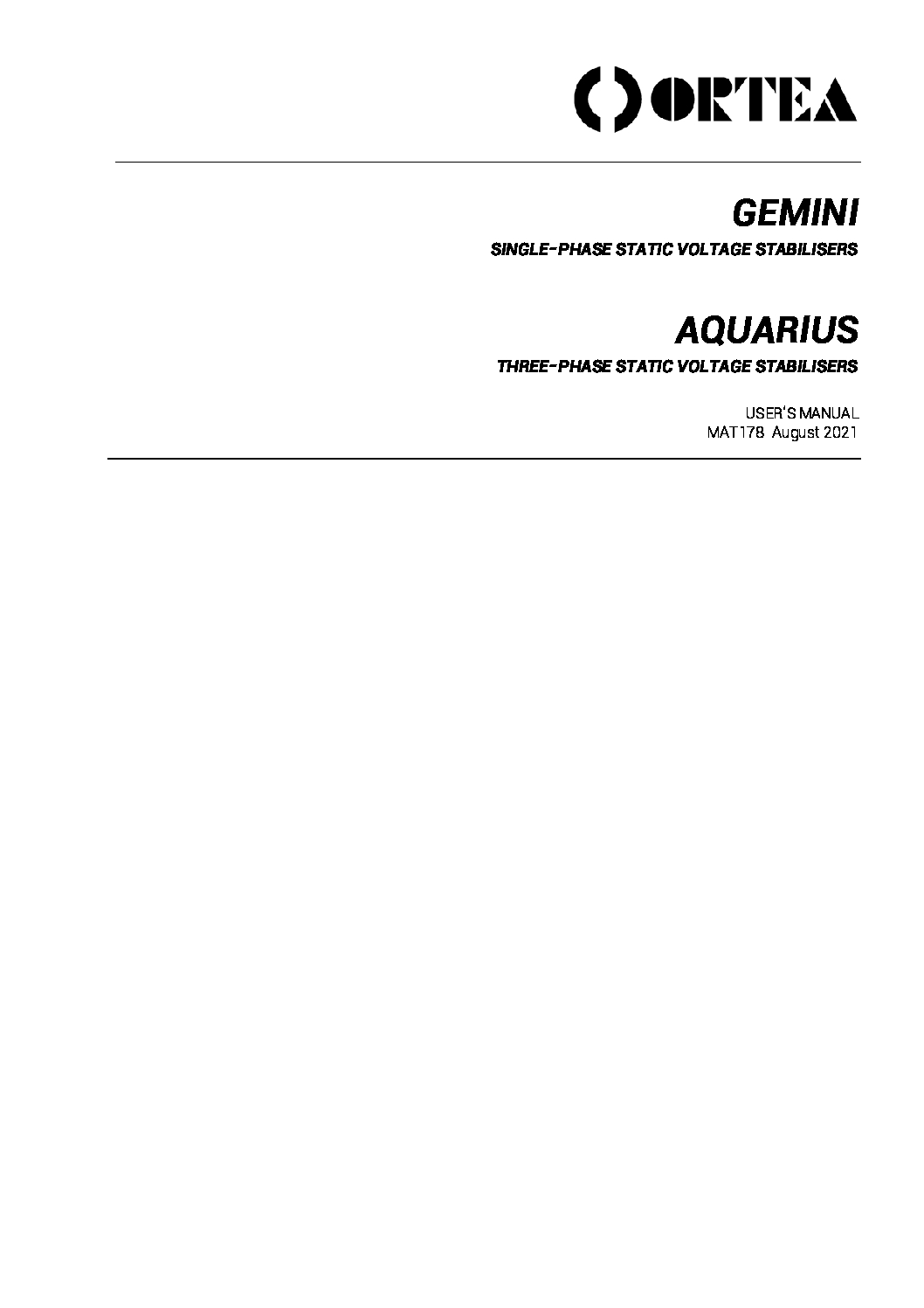 User manual GEMINI - AQUARIUS